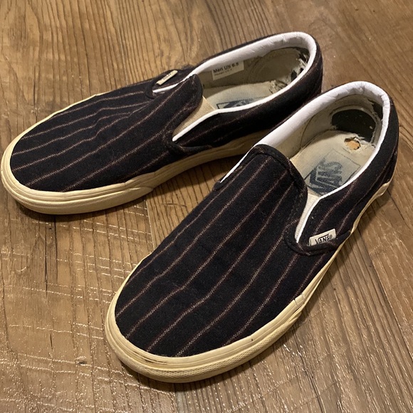 Vans Slip-On Navy and Purple Striped Sneakers - Picture 4 of 6